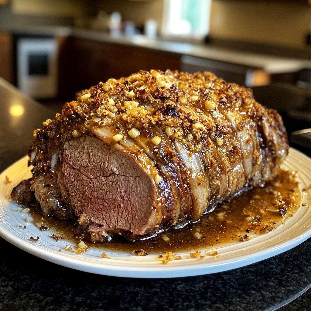 Lamb Shoulder Roast with Roasted Garlic Sauce