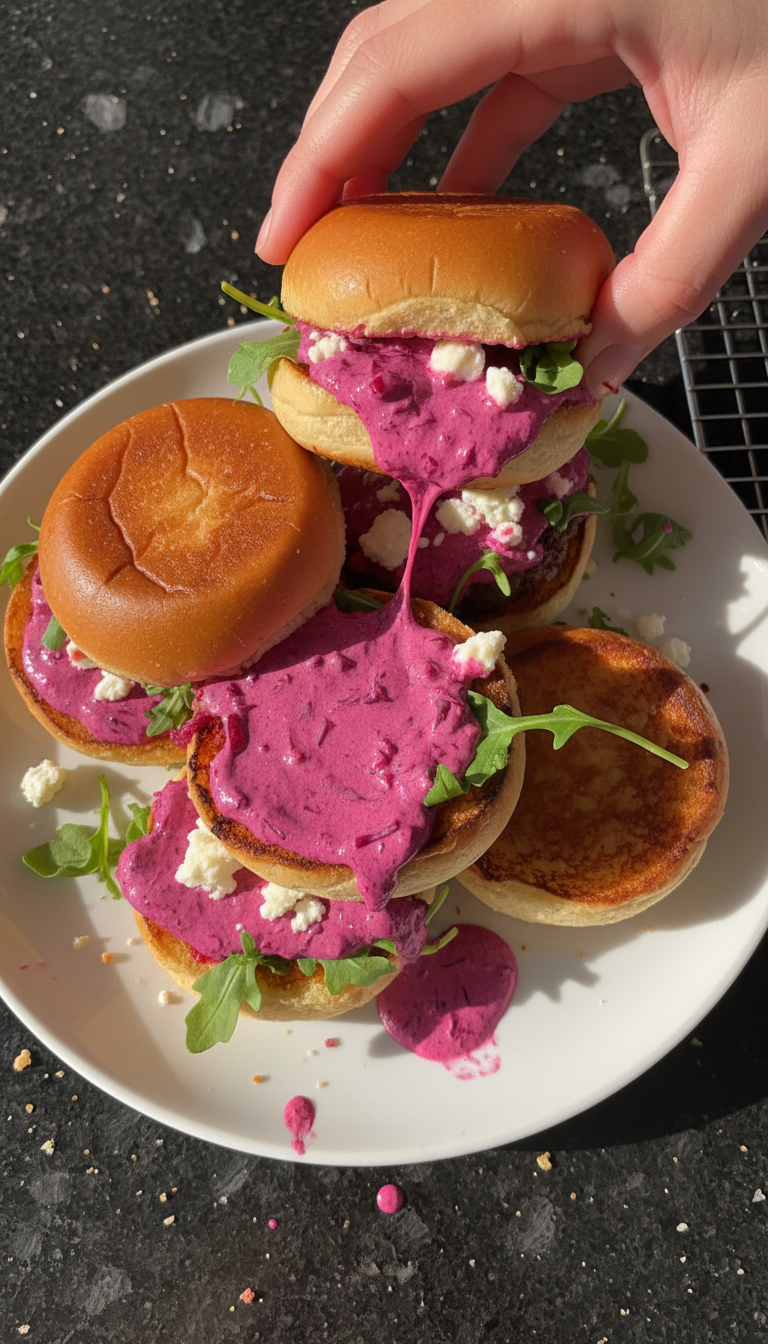 Pickled Beet Aioli Sliders