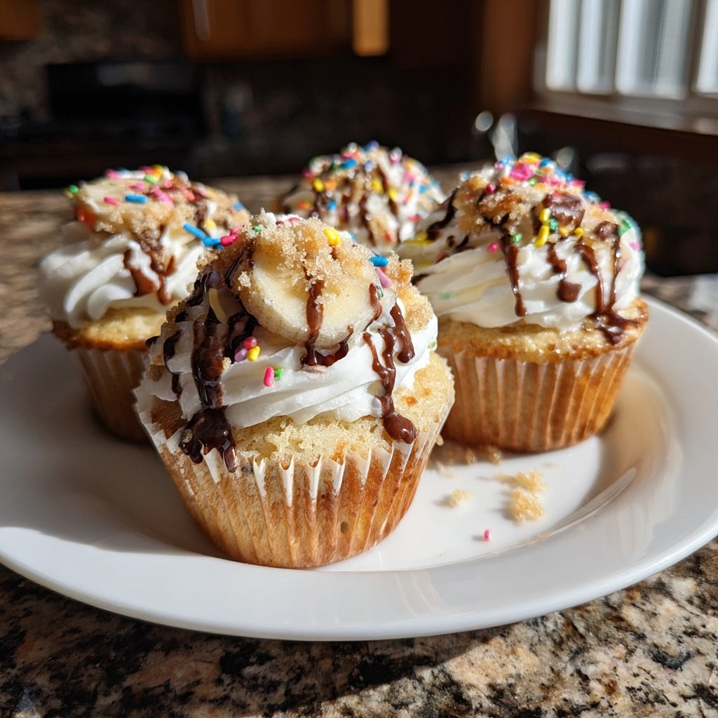 Banana Split Cupcake Creation