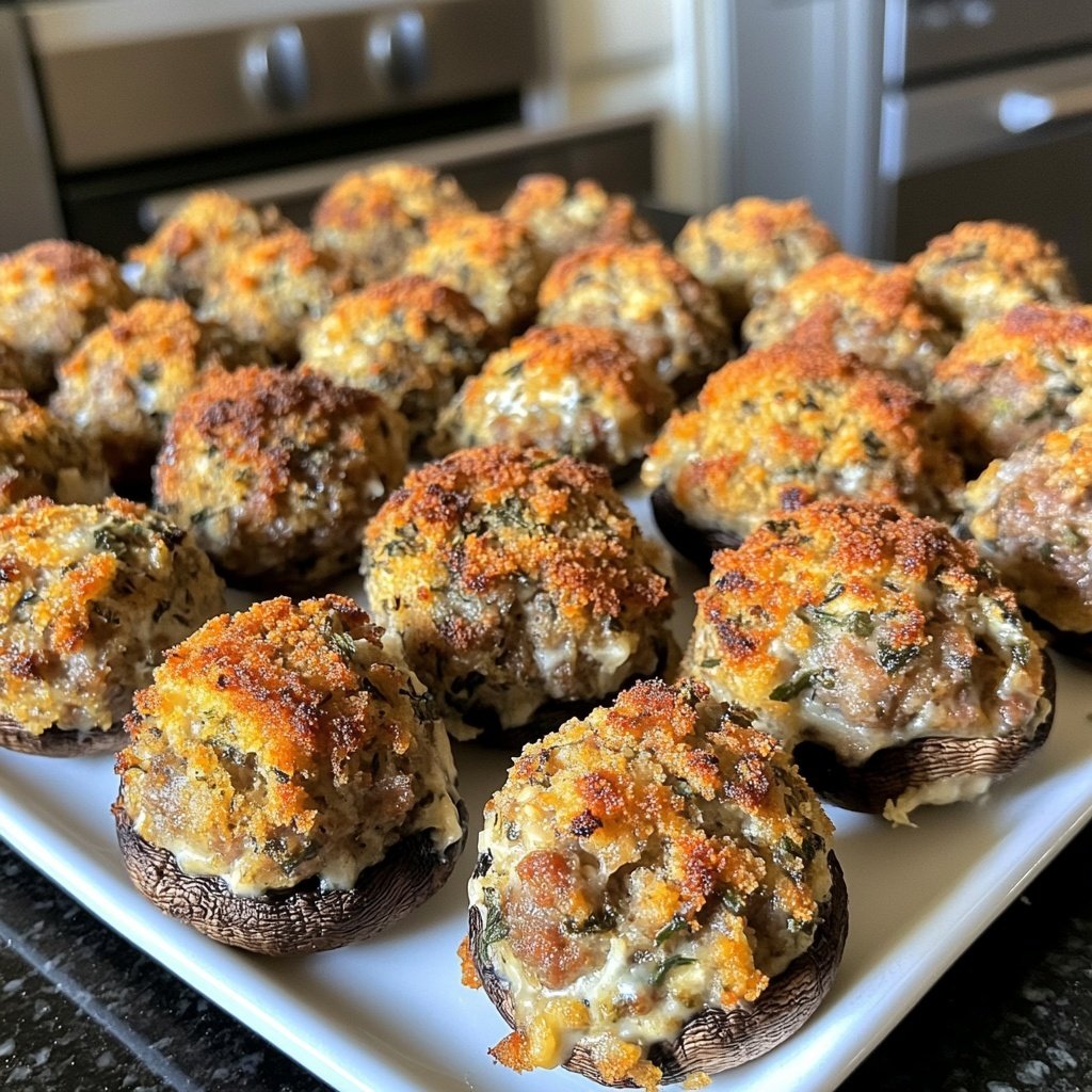 The Best Sausage Balls Stuffed Mushrooms