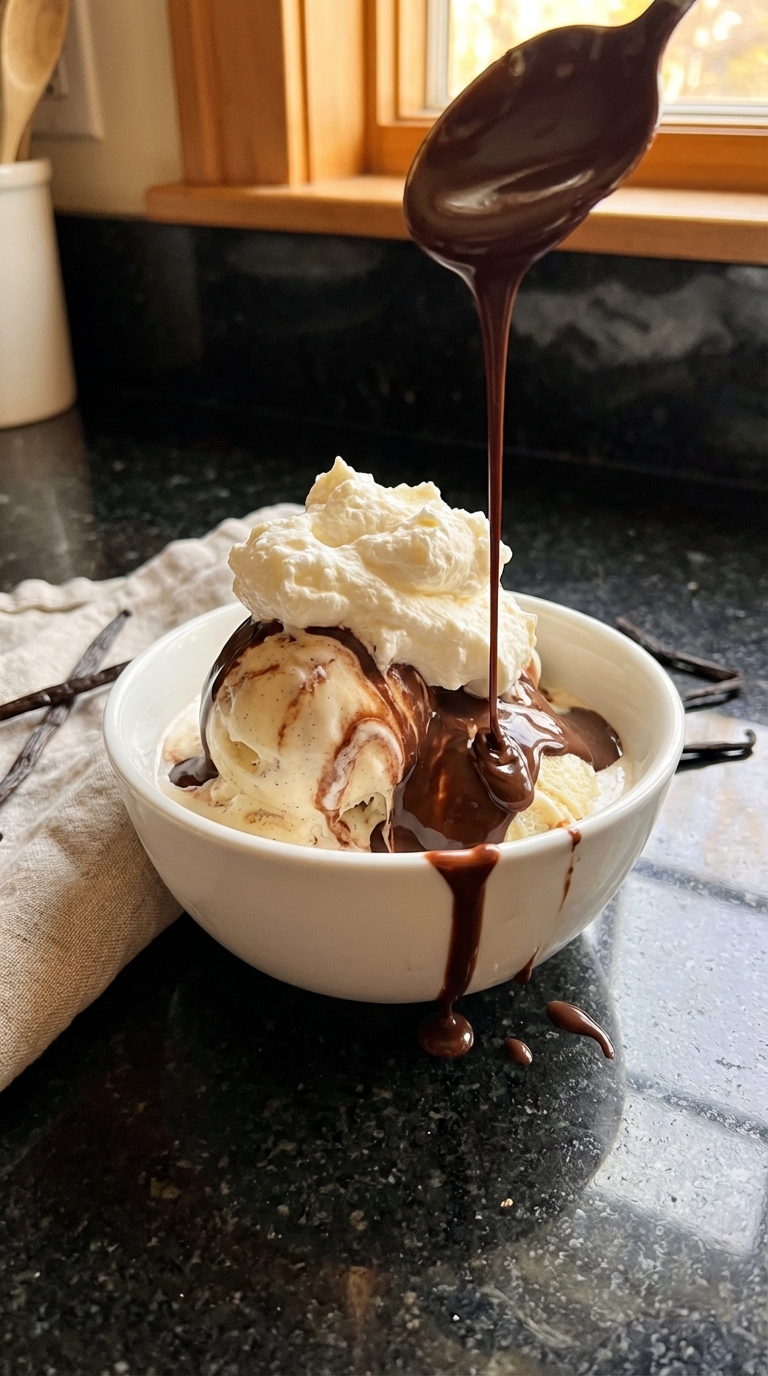 Velvety Vanilla Ice Cream Sundae