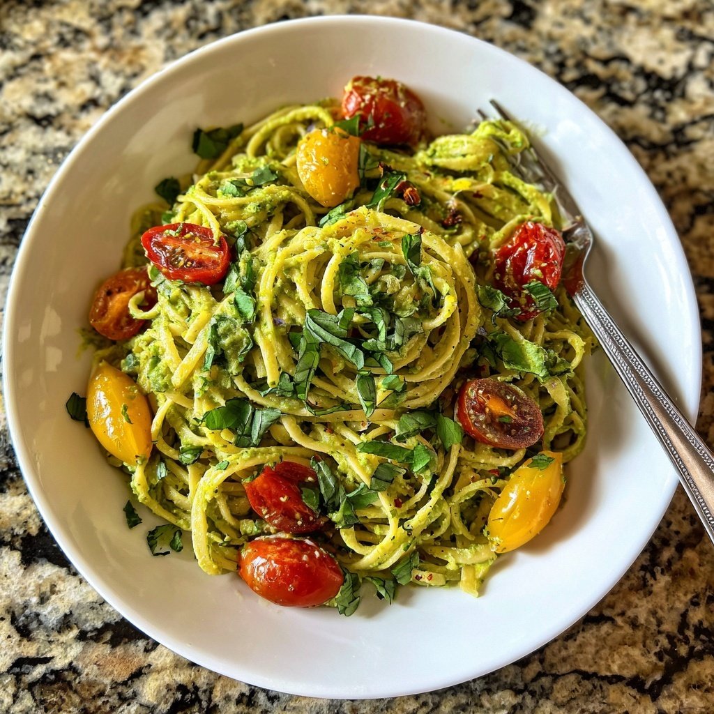 Creamy Avocado Spring Pasta