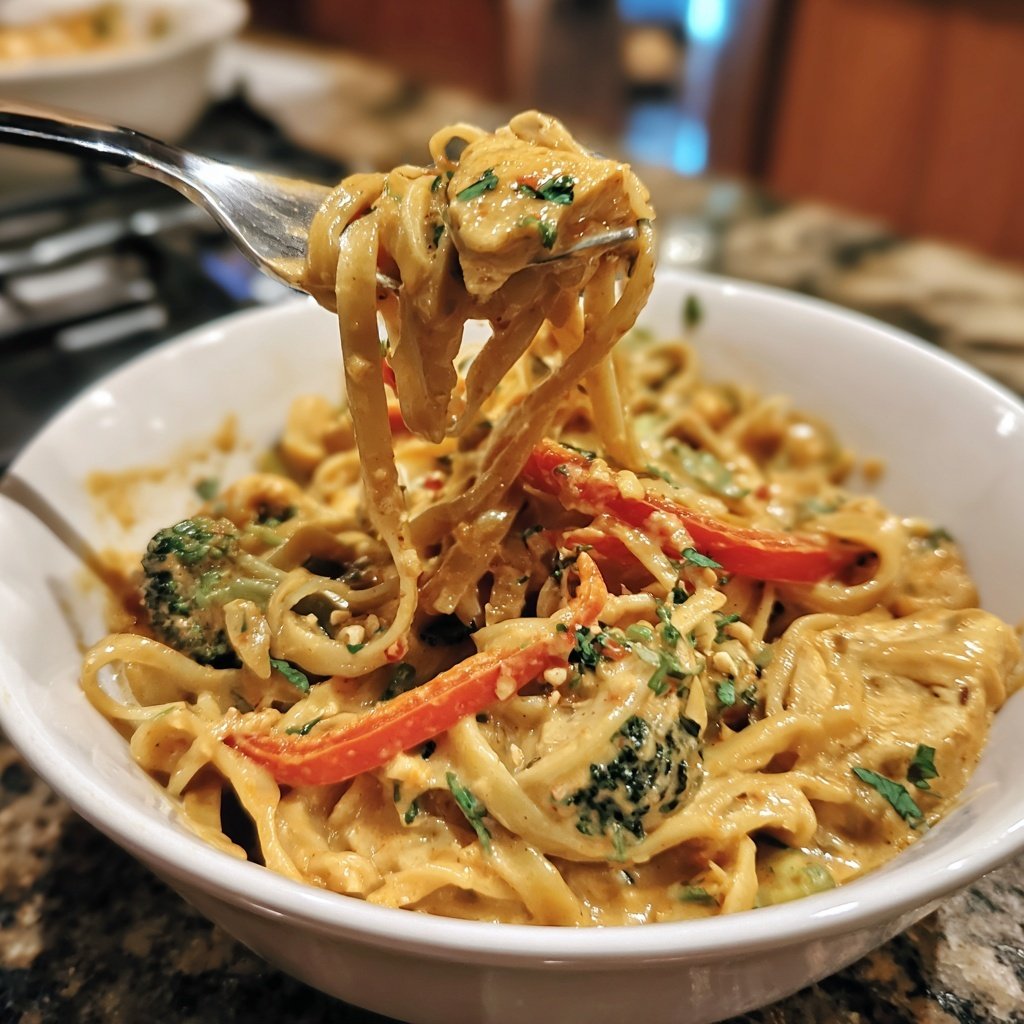 Thai Peanut Chicken Noodles Bowl