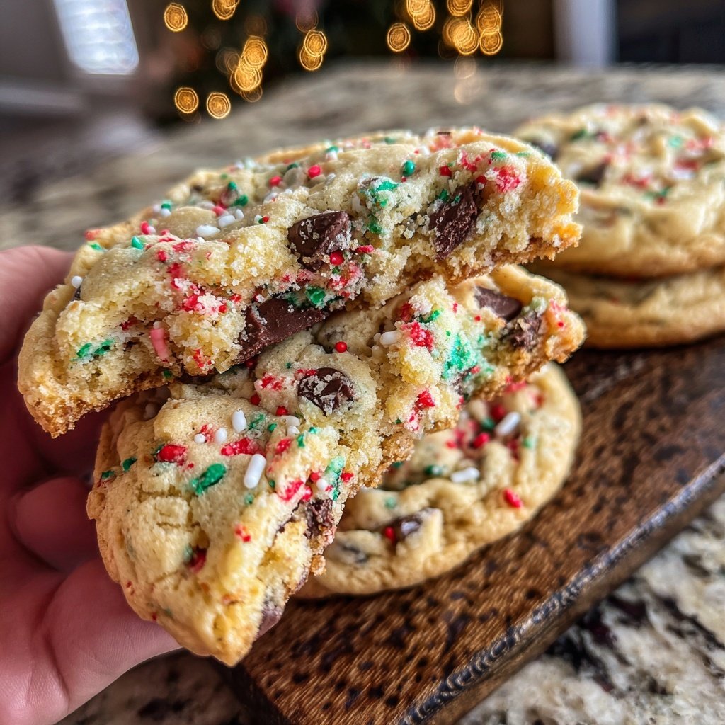 Christmas Sprinkle Chocolate Chip Cookies for Gifting