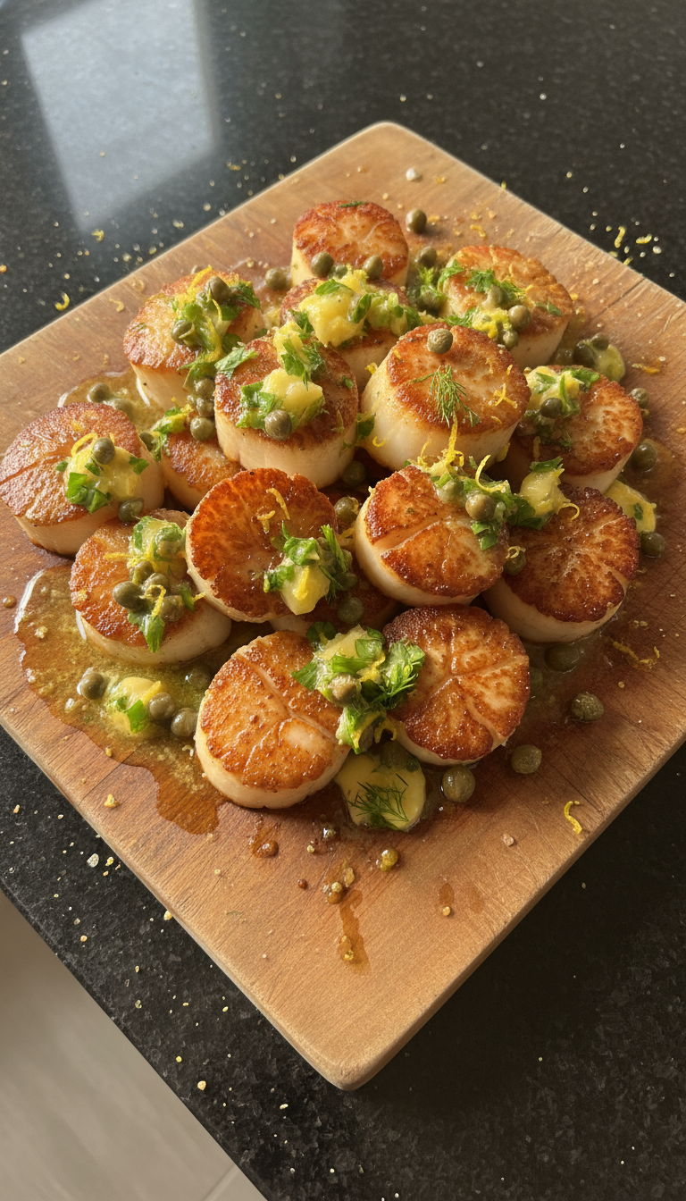 Lemon Capers on Seared Scallops