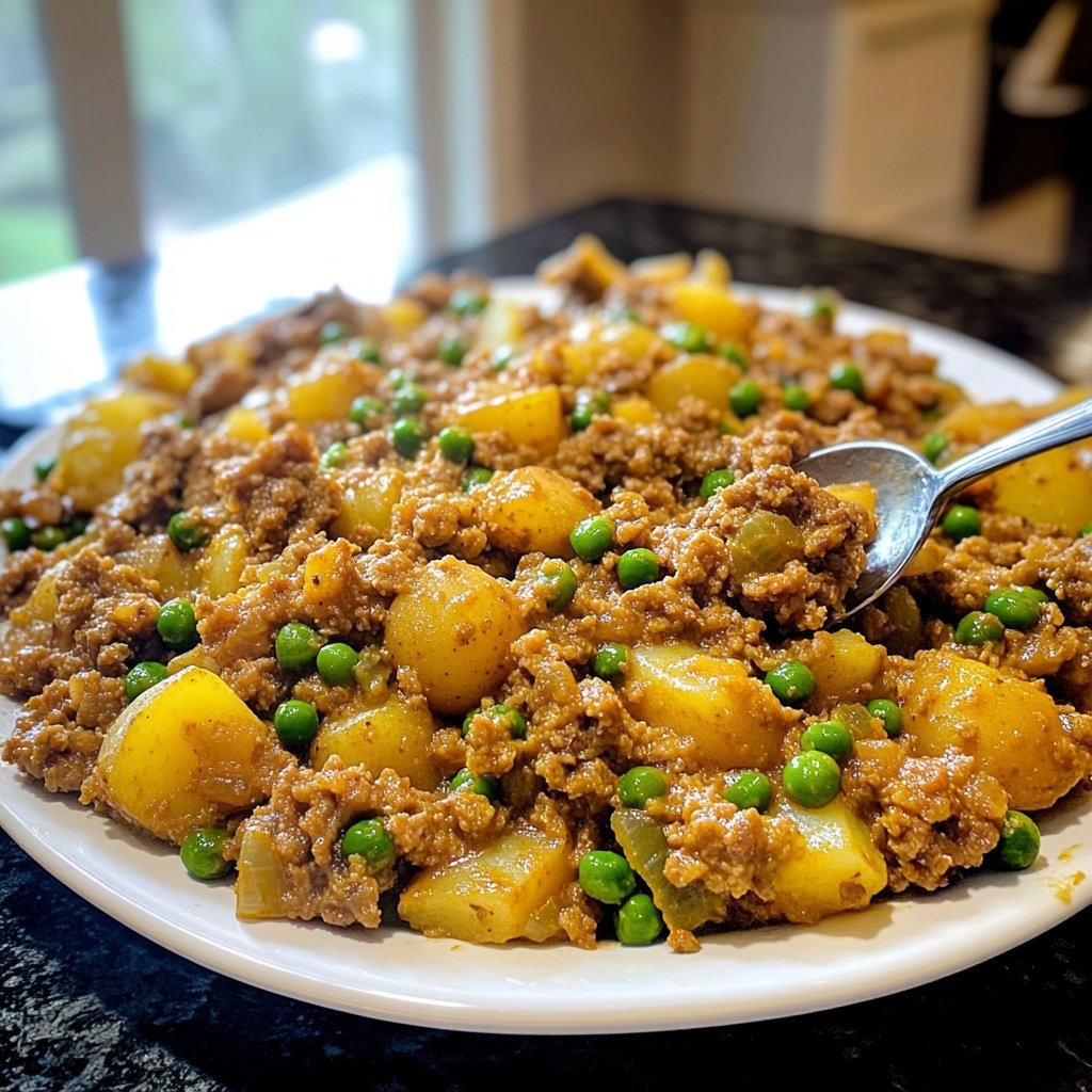 Lamb Keema with Potatoes and Peas