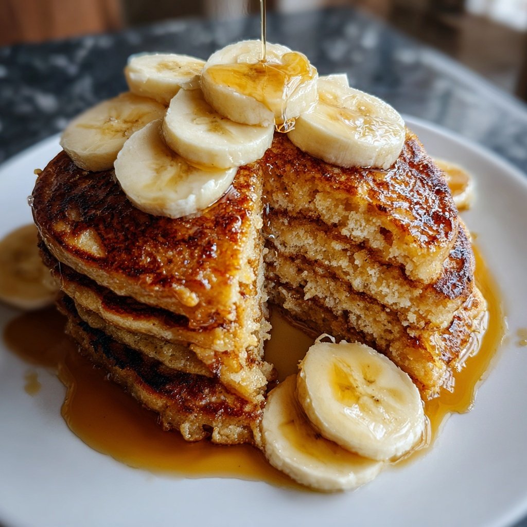 Whole Wheat Ricotta Pancakes with Banana Slices​