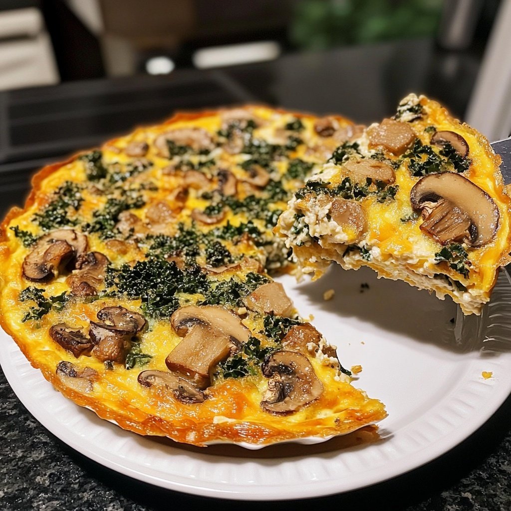 Mushroom Frittata with Asiago and Kale