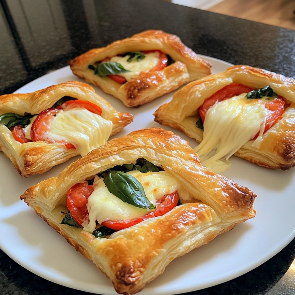 Baked Caprese Bites Puff Pastry
