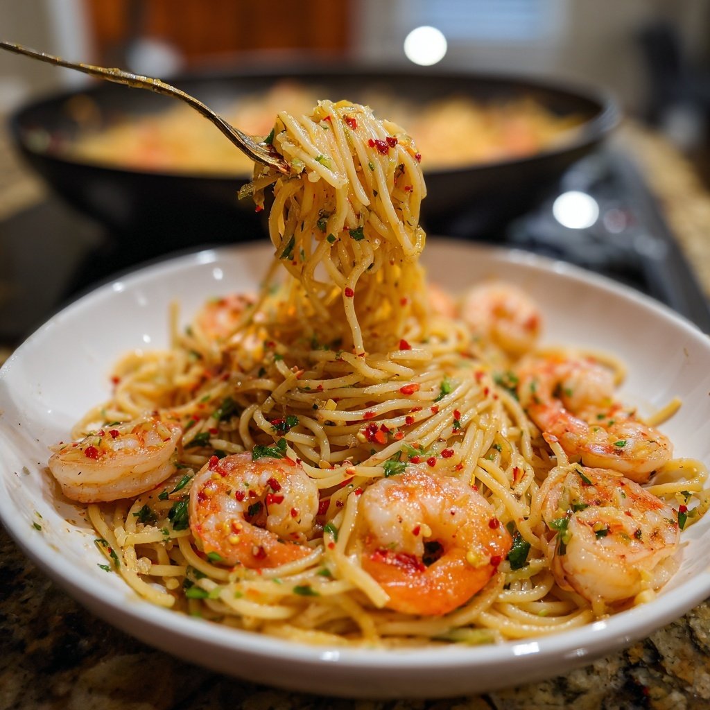 Chili Garlic Pasta with Shrimp